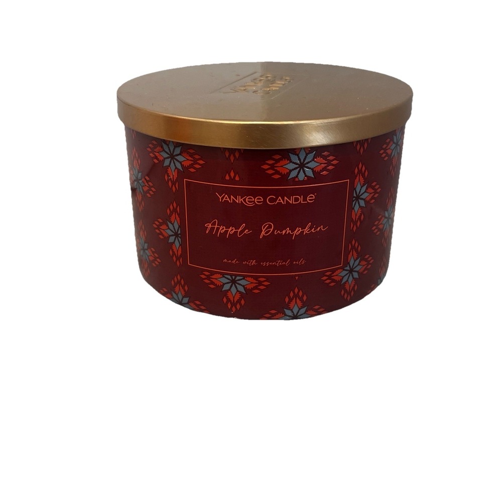 Yankee‎ Candle APPLE PUMPKIN 3-Wick Candle - w Essential Oils 18oz 510g NEW